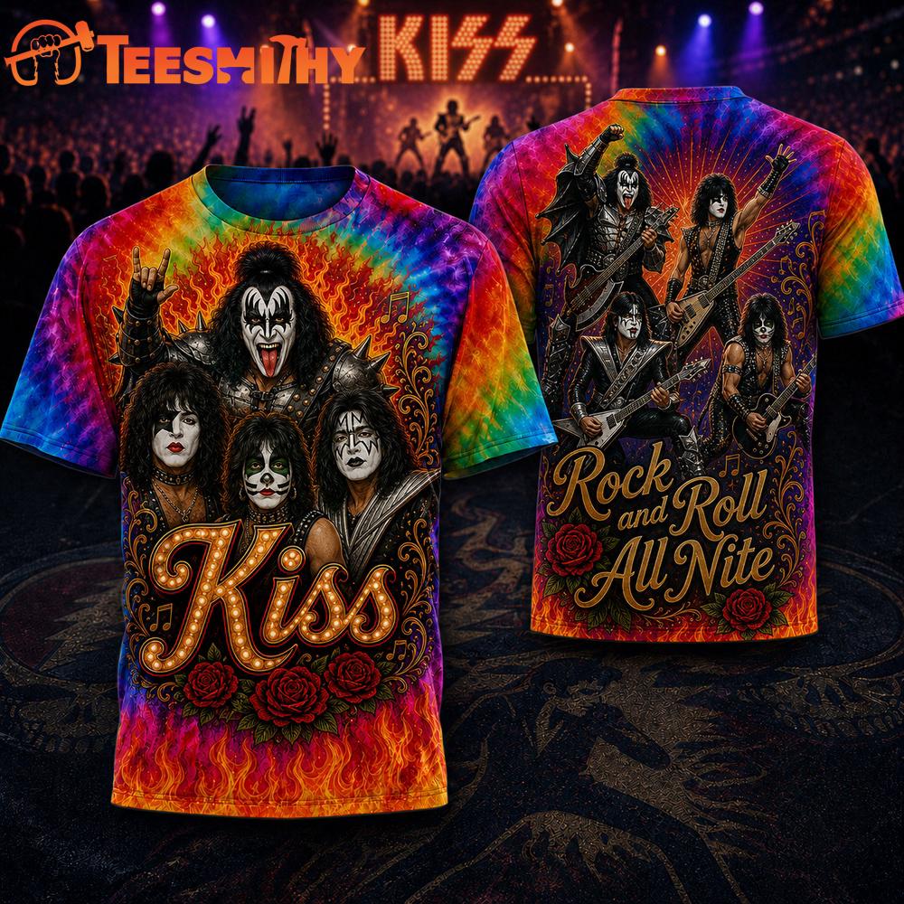Kiss Band Rainbow Flame Unisex 3D Shirt
