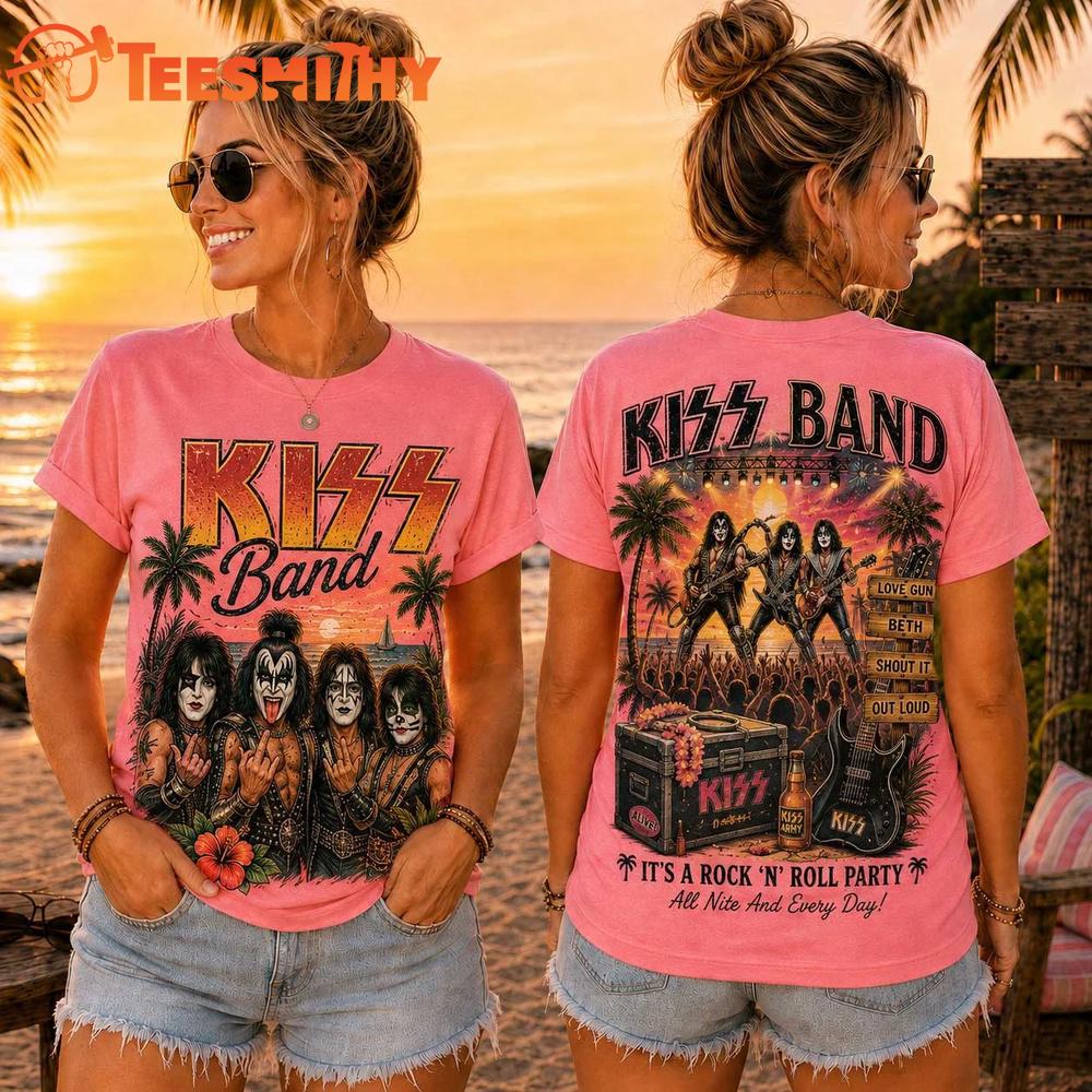 Kiss Band Retro Sunset Music 3D T-Shirt