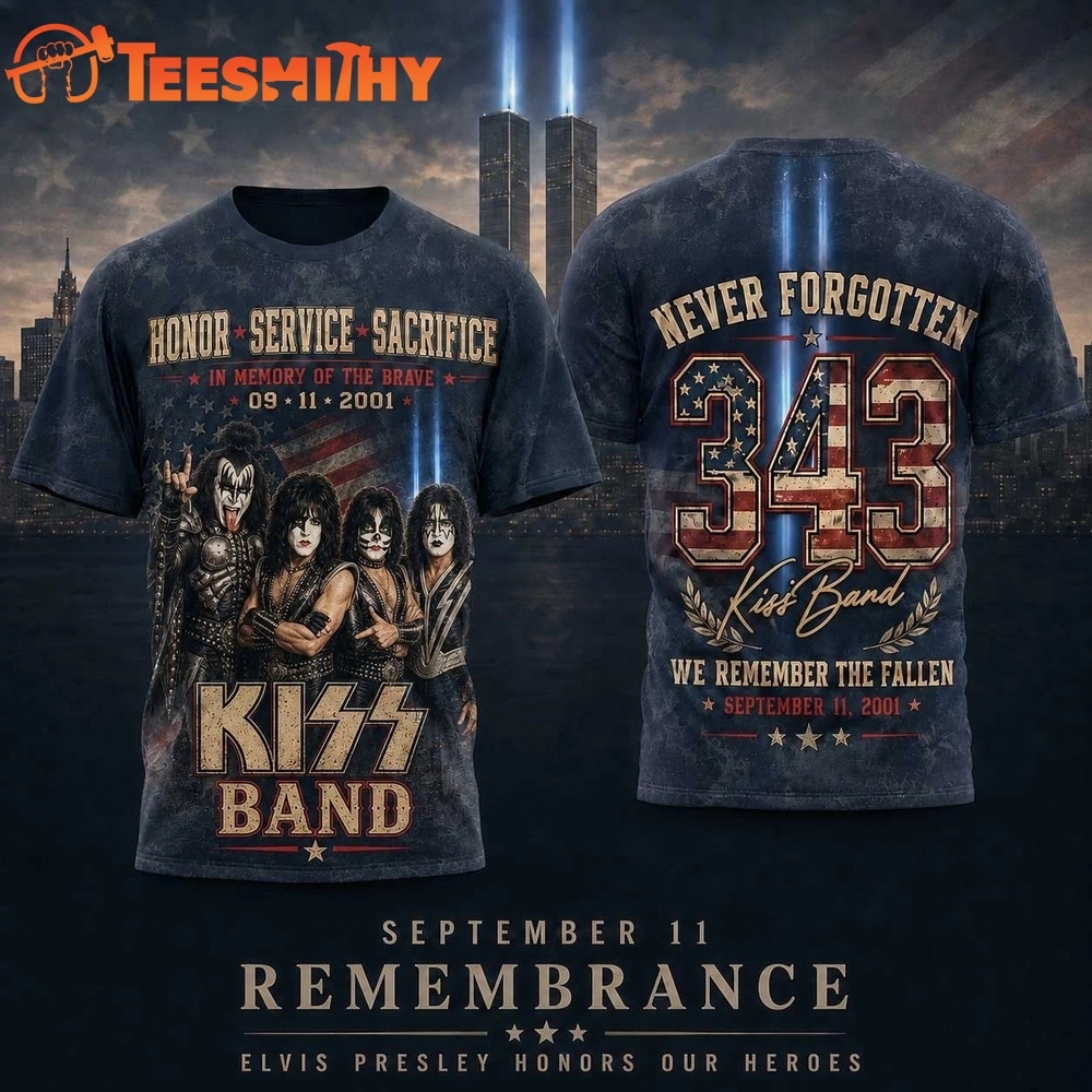 KISS Band Tribute with 911 Remembrance and 343 Fallen Heroes Print T Shirt