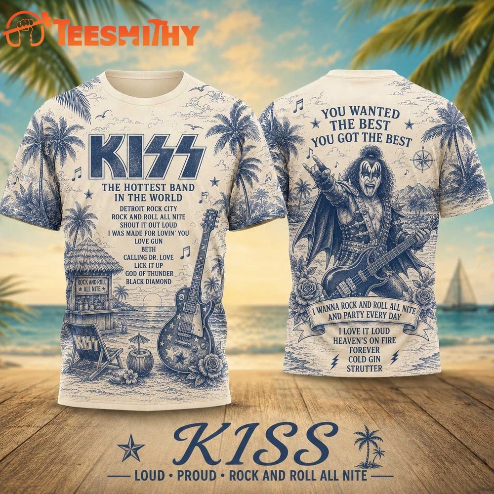 KISS Palm Tree Retro Tour Poster 2026 Vintage 3D Shirt