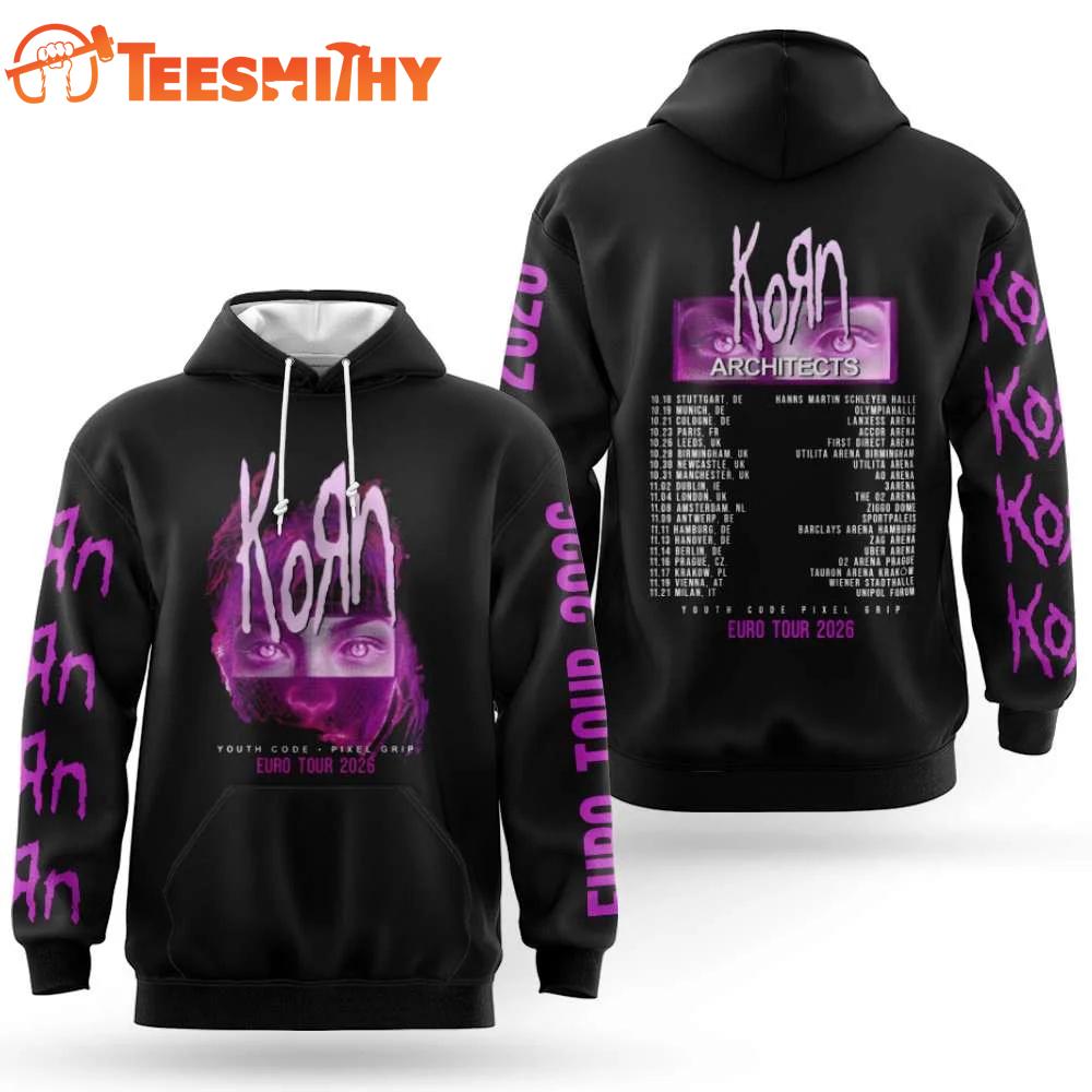 Korn Band Euro Tour 2026 3D All Over Printed Hoodie