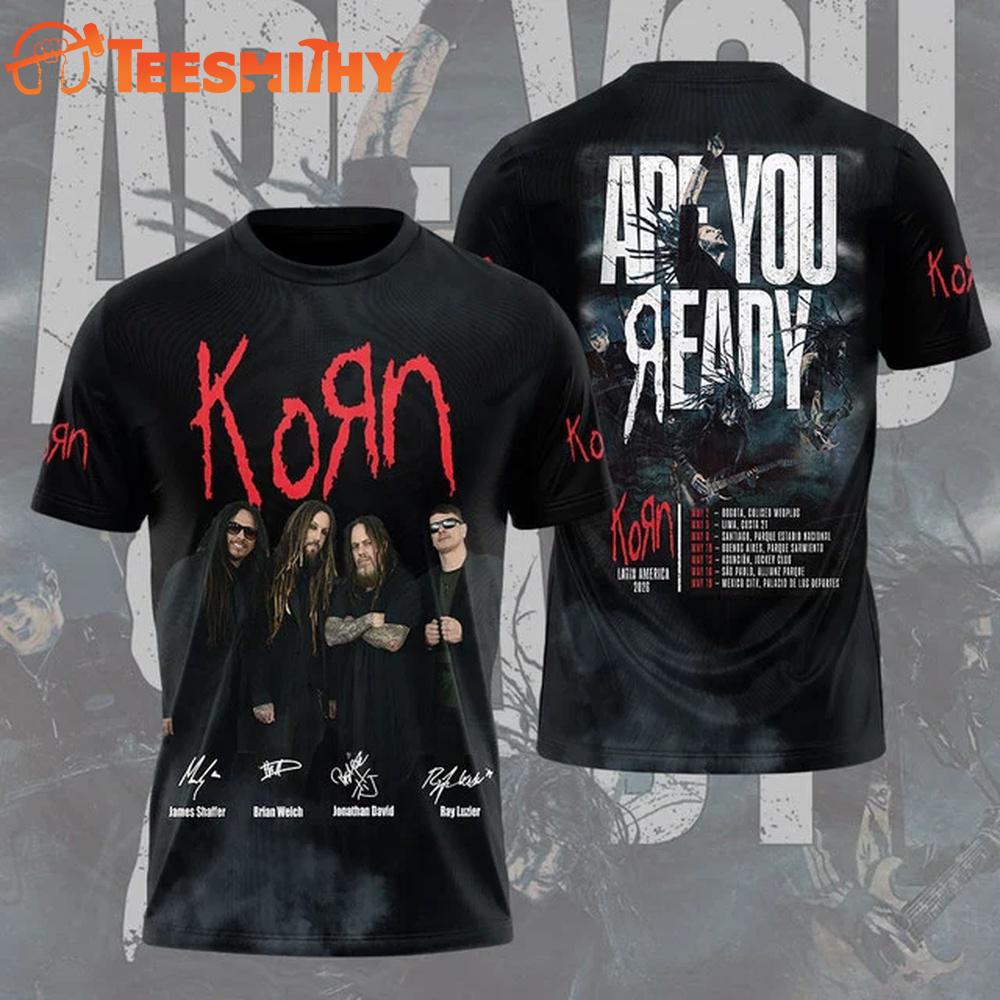 Korn Band Euro Tour 2026 3D All Over Printed T Shirt