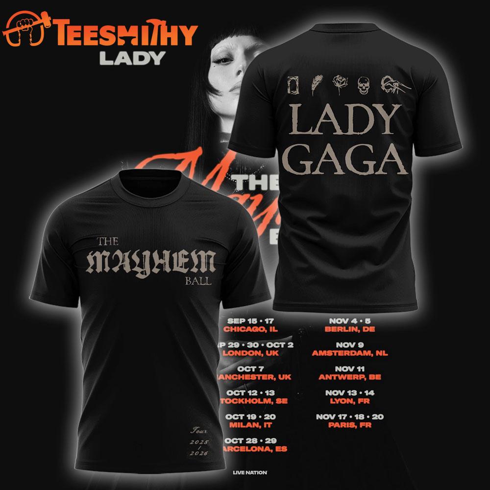 Lady Gaga The Mayhem Ball Tour 2025 New Design T Shirt