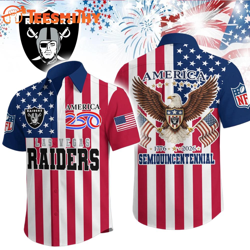 Las Vegas Raiders 1776-2026 NFL Liberty Eagle Patriotic 250 Years America Hawaiian Shirt