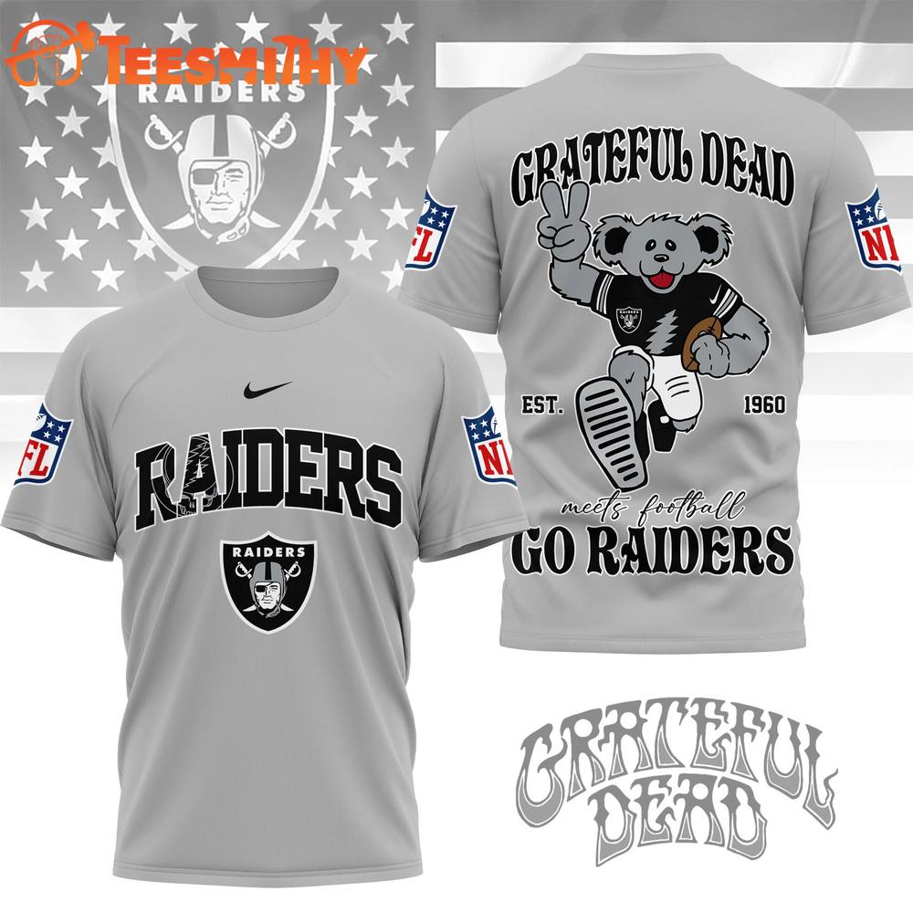 Las Vegas Raiders 2026 NFL Grateful Dead Retro Bear 3D T Shirt