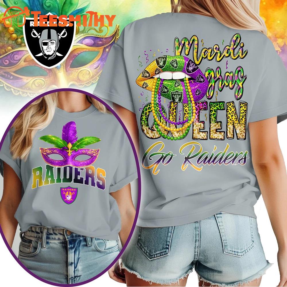 Las Vegas Raiders 2026 NFL Mardi Gras Queen Unisex All Over Print Shirt