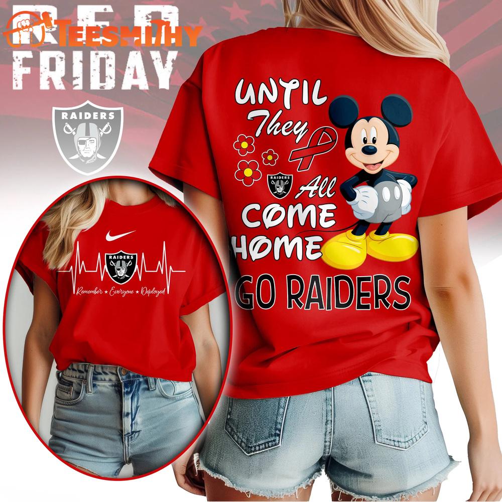 Las Vegas Raiders 2026 NFL Mickey Red Friday 3D T Shirt