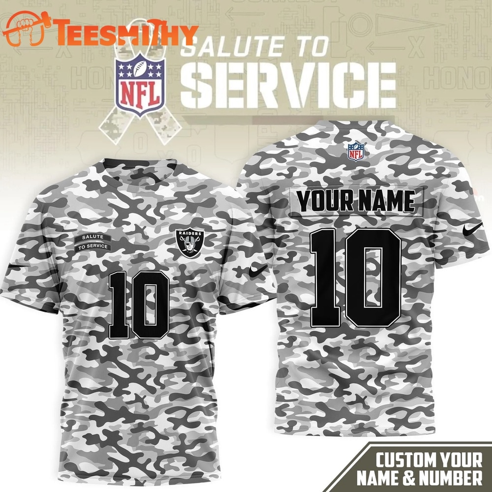 Las Vegas Raiders 2026 NFL Salute to Service Camo New Design 3D Shirt