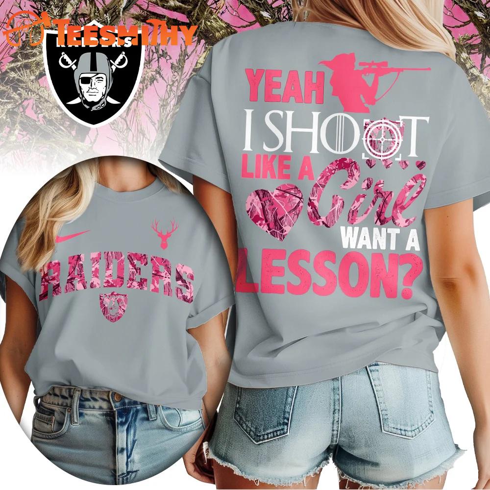 Las Vegas Raiders 2026 NFL Shoot Like A Girl All Over Print Shirt