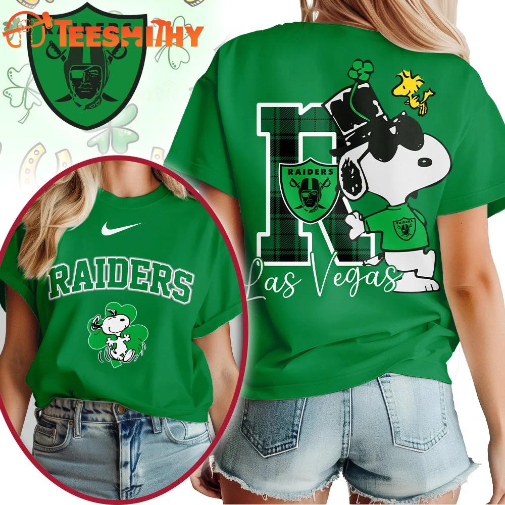 Las Vegas Raiders 2026 NFL Snoopy St. Patricks Day Unisex 3D Shirt