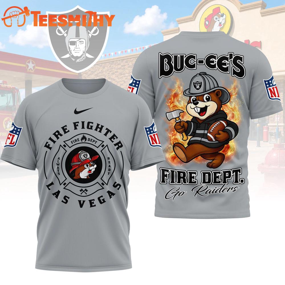 Las Vegas Raiders NFL Buc-ee's Firefighter Strong 3D Shirt