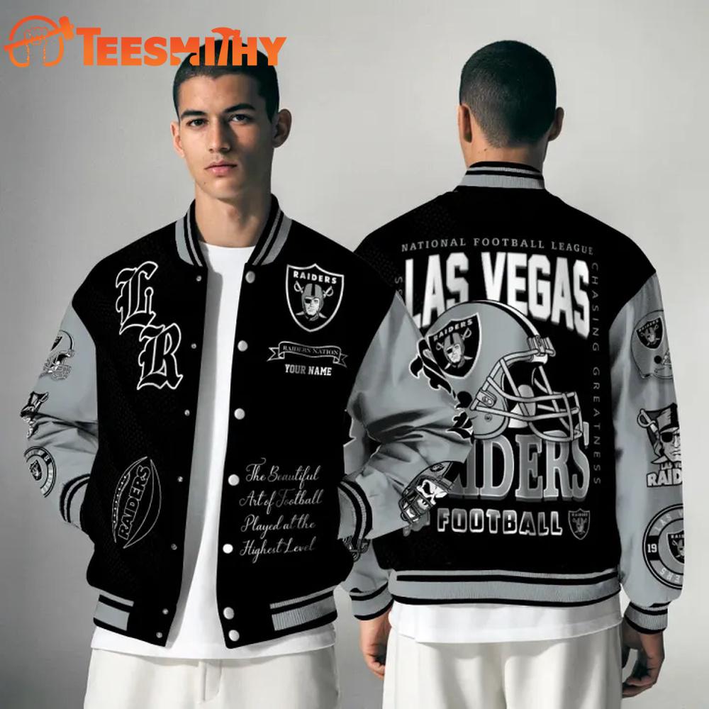 Las Vegas Raiders NFL Chasing Greatness Personalized Varsity Jacket
