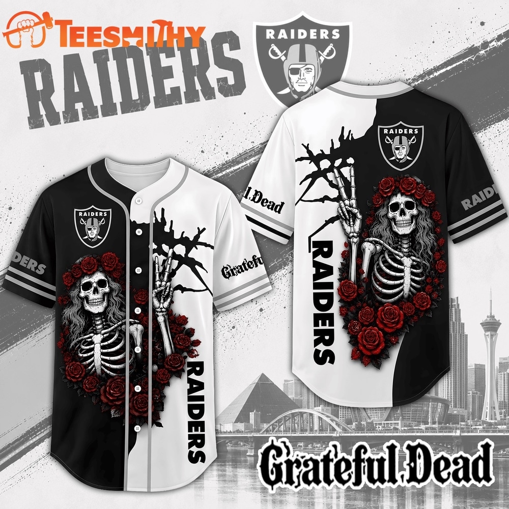 Las Vegas Raiders NFL Game Day Grateful Dead Baseball Jersey Shirt