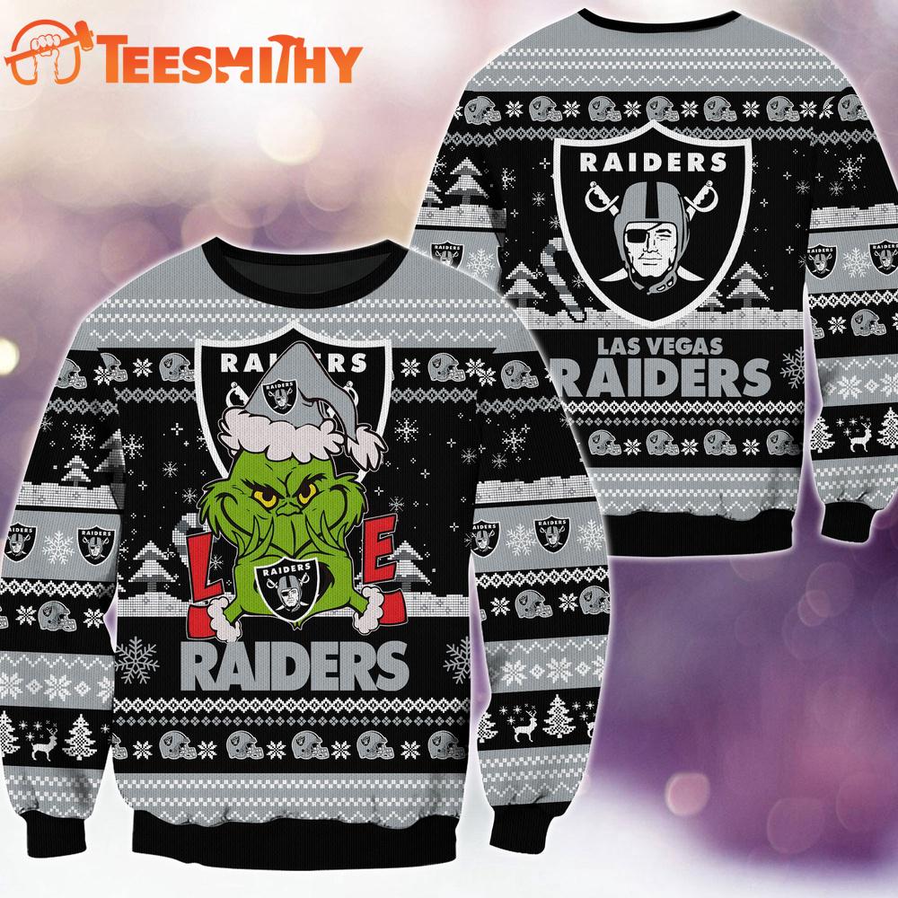 Las Vegas Raiders NFL Grinch Football Limited Ugly Christmas Sweater