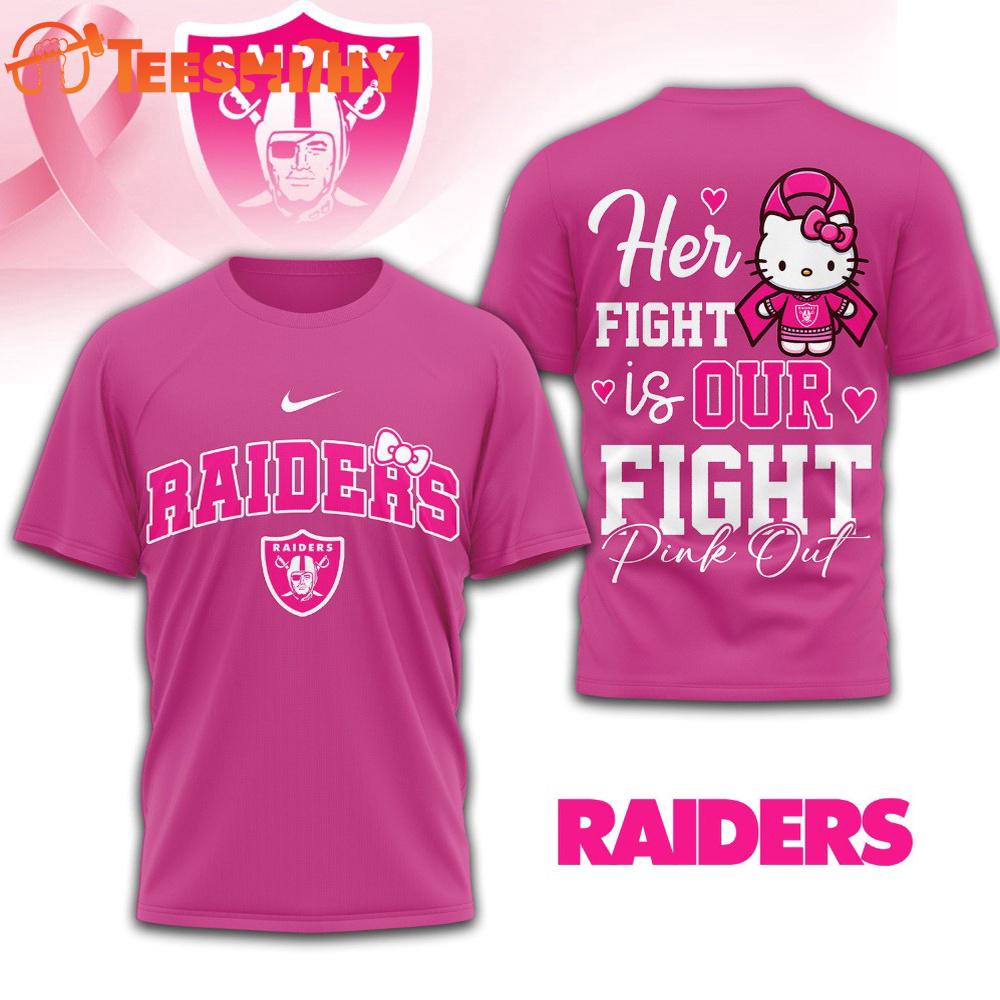 Las Vegas Raiders NFL Her Fight Is Our Fight x Hello Kitty 3D Shirt Las Vegas Raiders NFL Her Fight Is Our Fight x Hello Kitty 3D Shirt