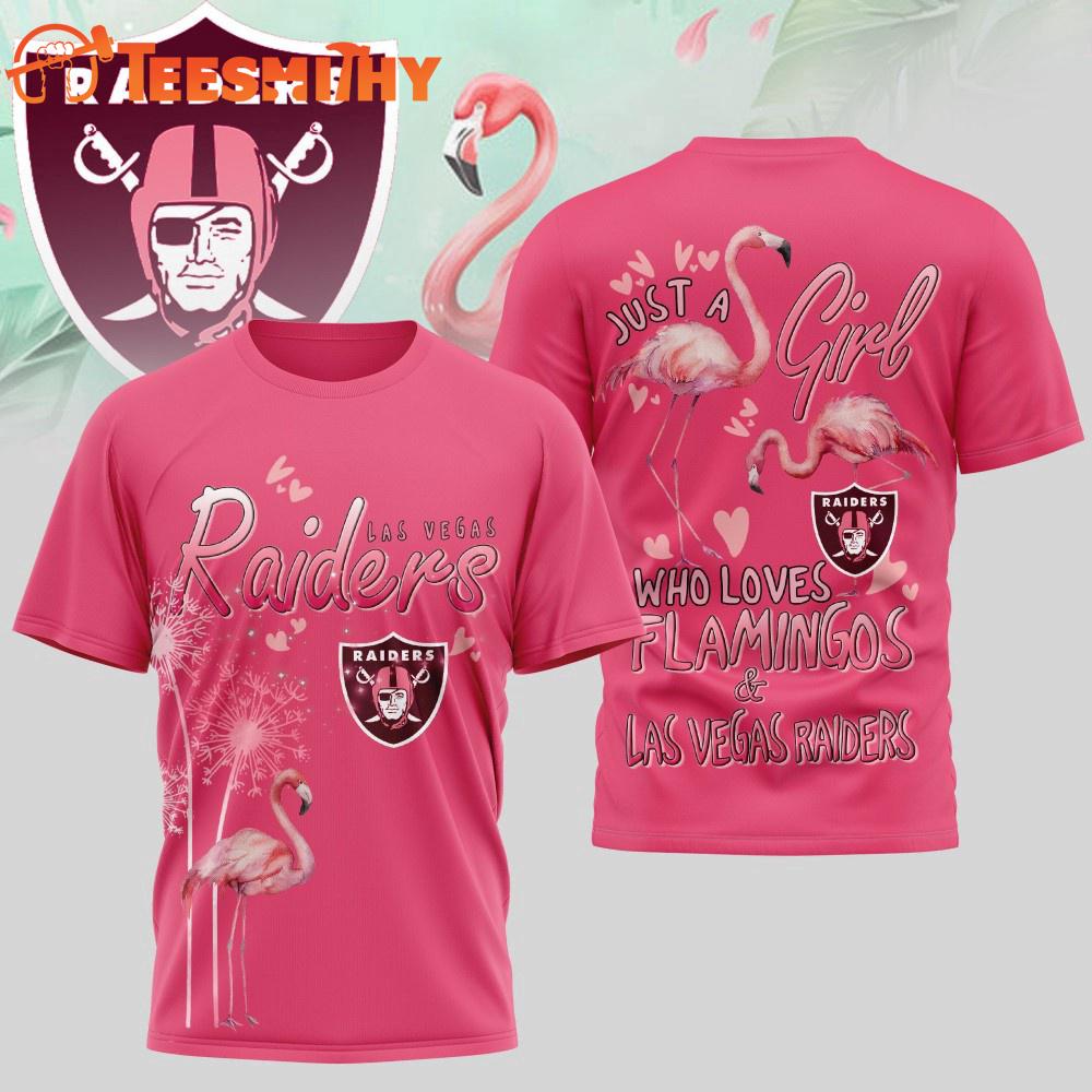 Las Vegas Raiders NFL Just a Girl Who Loves Flamingo 3D Shirt