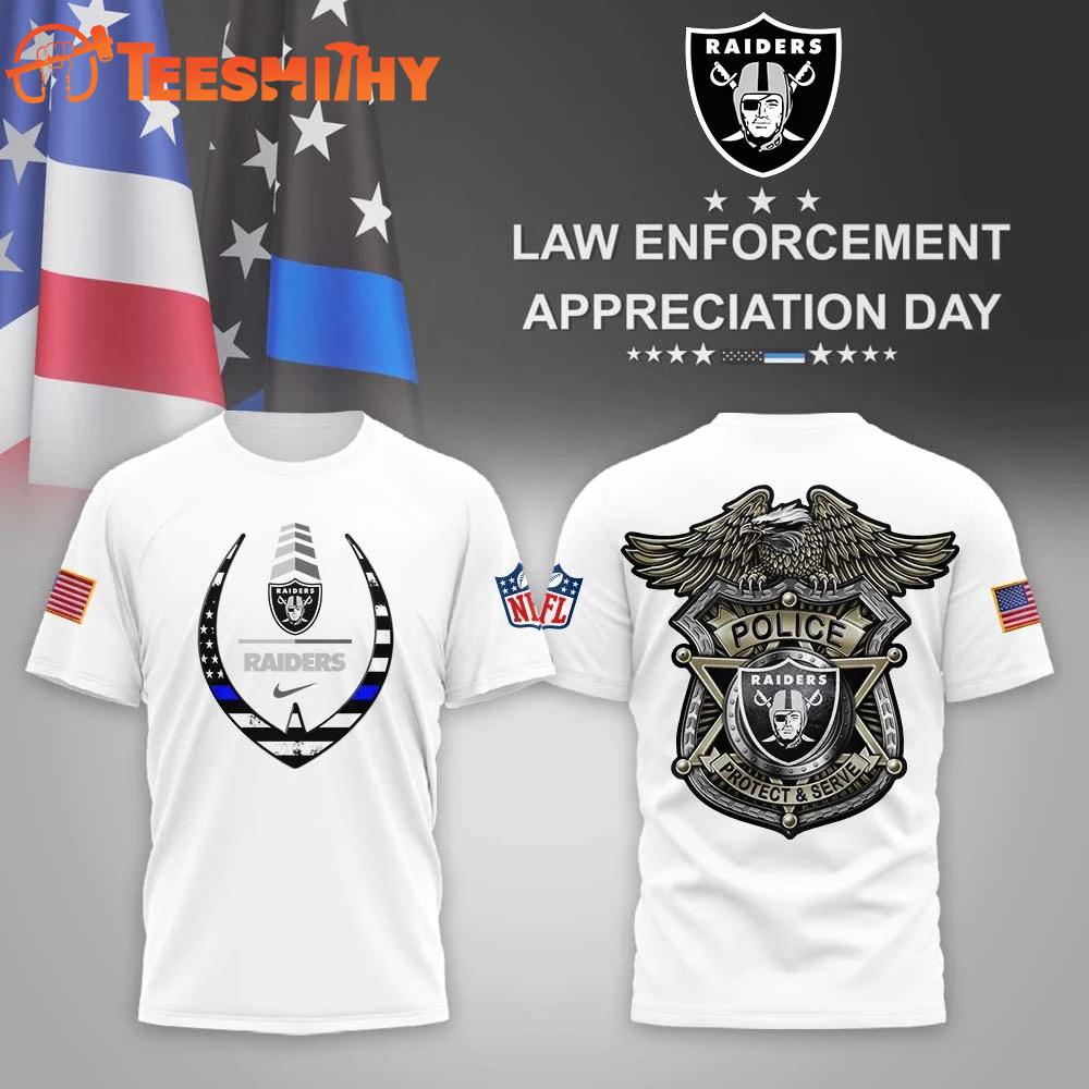 Las Vegas Raiders NFL Law Enforcement Appreciation Day White T Shirt