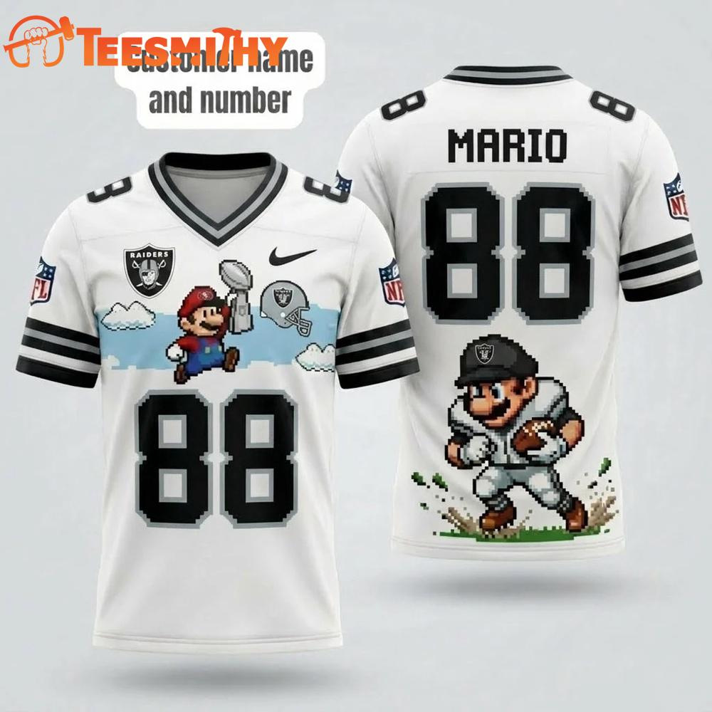 Las Vegas Raiders NFL Mario 2026 Design Football Jersey