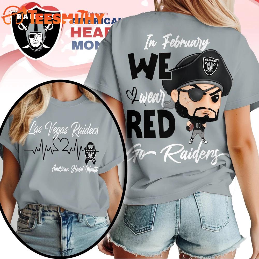 Las Vegas Raiders NFL Mascot American Heart Month Unisex 3D Shirt