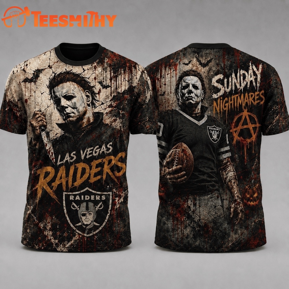 Las Vegas Raiders NFL Michael Myers Sunday Nightmares Horror Halloween 3D T Shirt