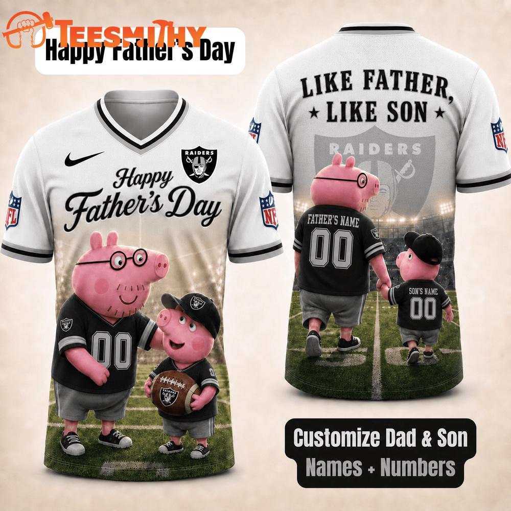 Las Vegas Raiders NFL Peppa Pig Father's Day Dad Football Jersey
