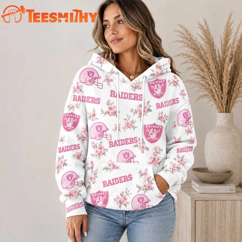 Las Vegas Raiders NFL Pink Floral Team Pride Hoodie Shirt