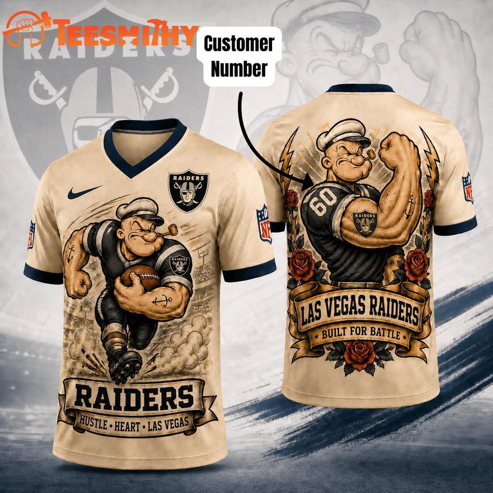 Las Vegas Raiders NFL Popeye Vintage Tattoo Football Jersey