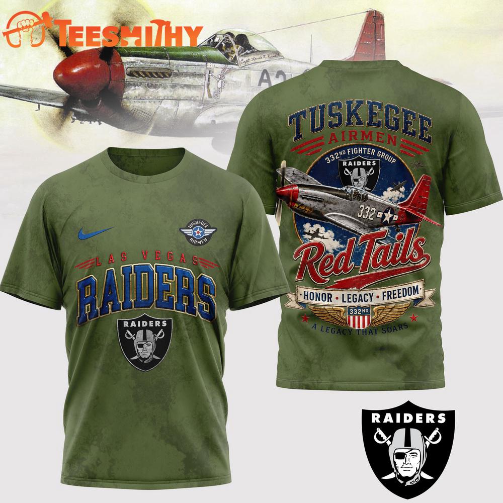 Las Vegas Raiders NFL Red Tails Legacy Game Day 3D T-Shirt