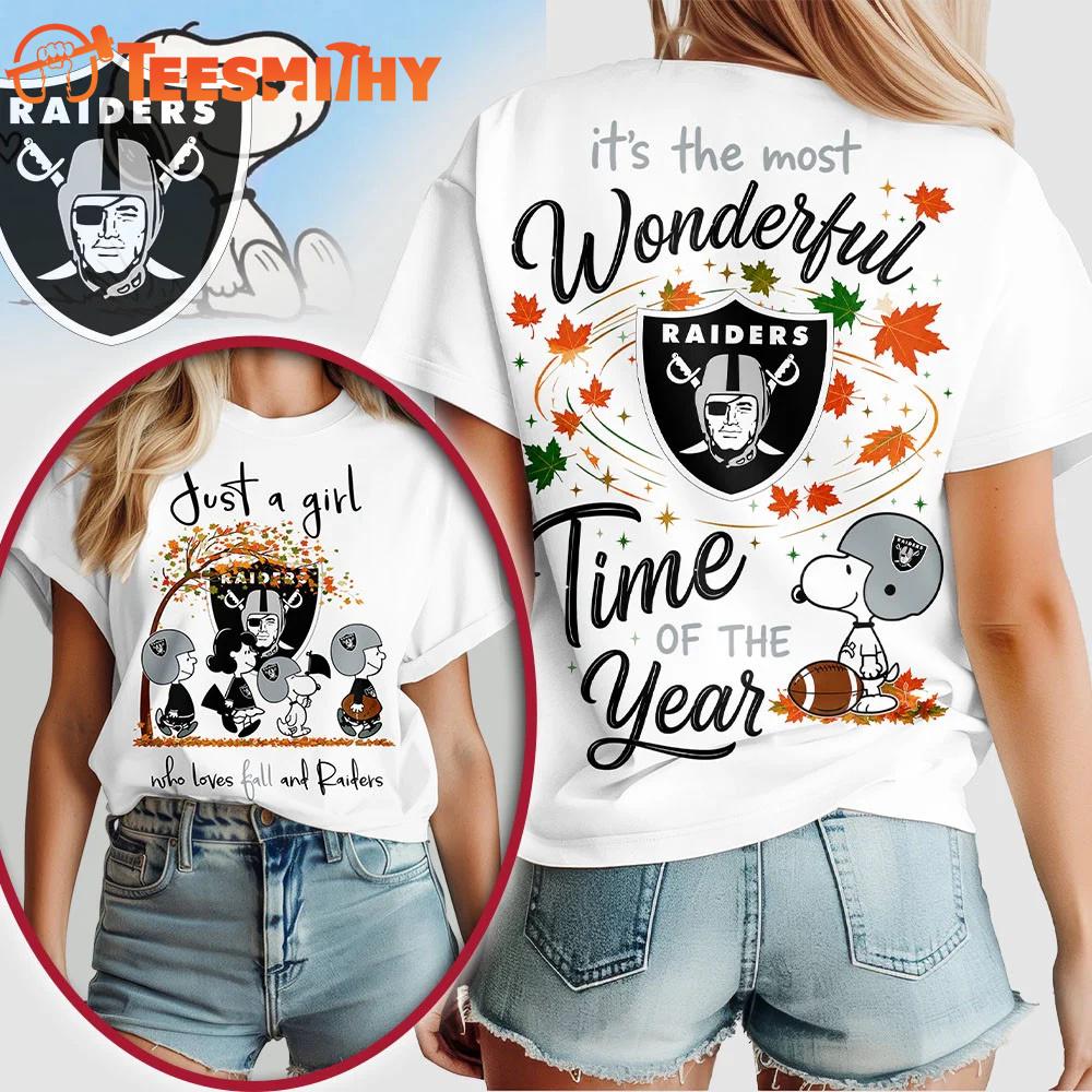 Las Vegas Raiders NFL Snoopy Fall Wonderful Time of the Year 3D Shirt