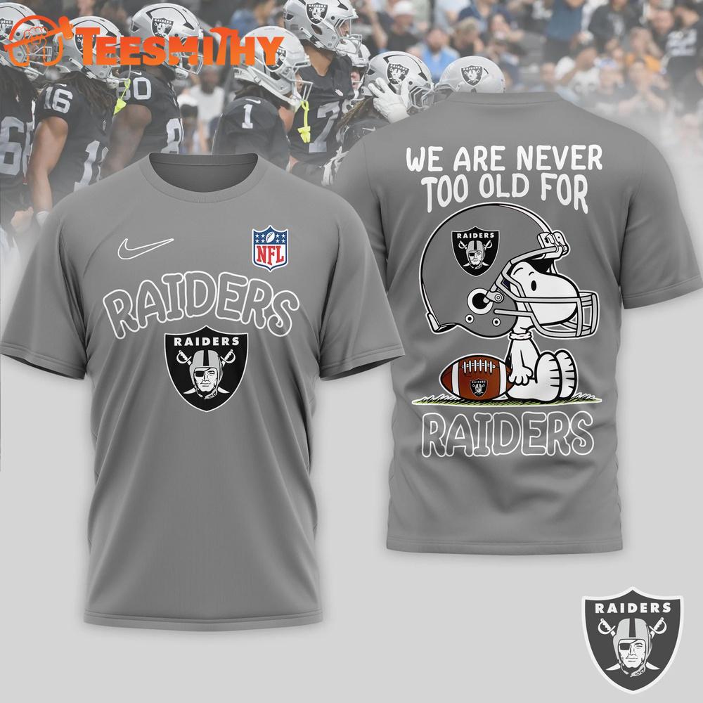 Las Vegas Raiders NFL Snoopy Never Too Old New Design 3D Shirt