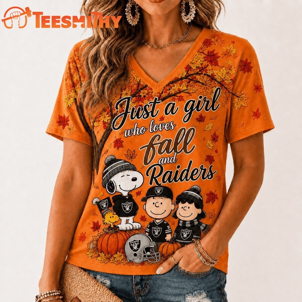 Las Vegas Raiders NFL Snoopy Peanuts Fall Season V Neck T Shirt
