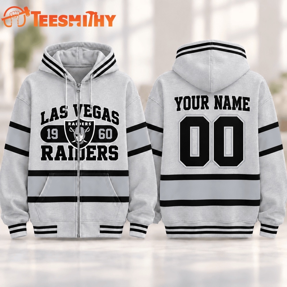 Las Vegas Raiders NFL Varsity Stripe Zip Hoodie