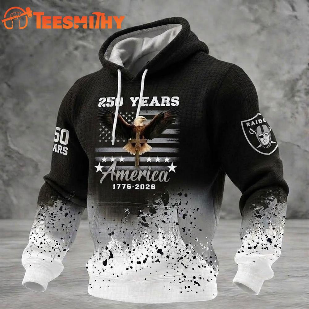 Las Vegas Raiders US 250th Anniversary Waffle Texture Strike Hoodie Shirt