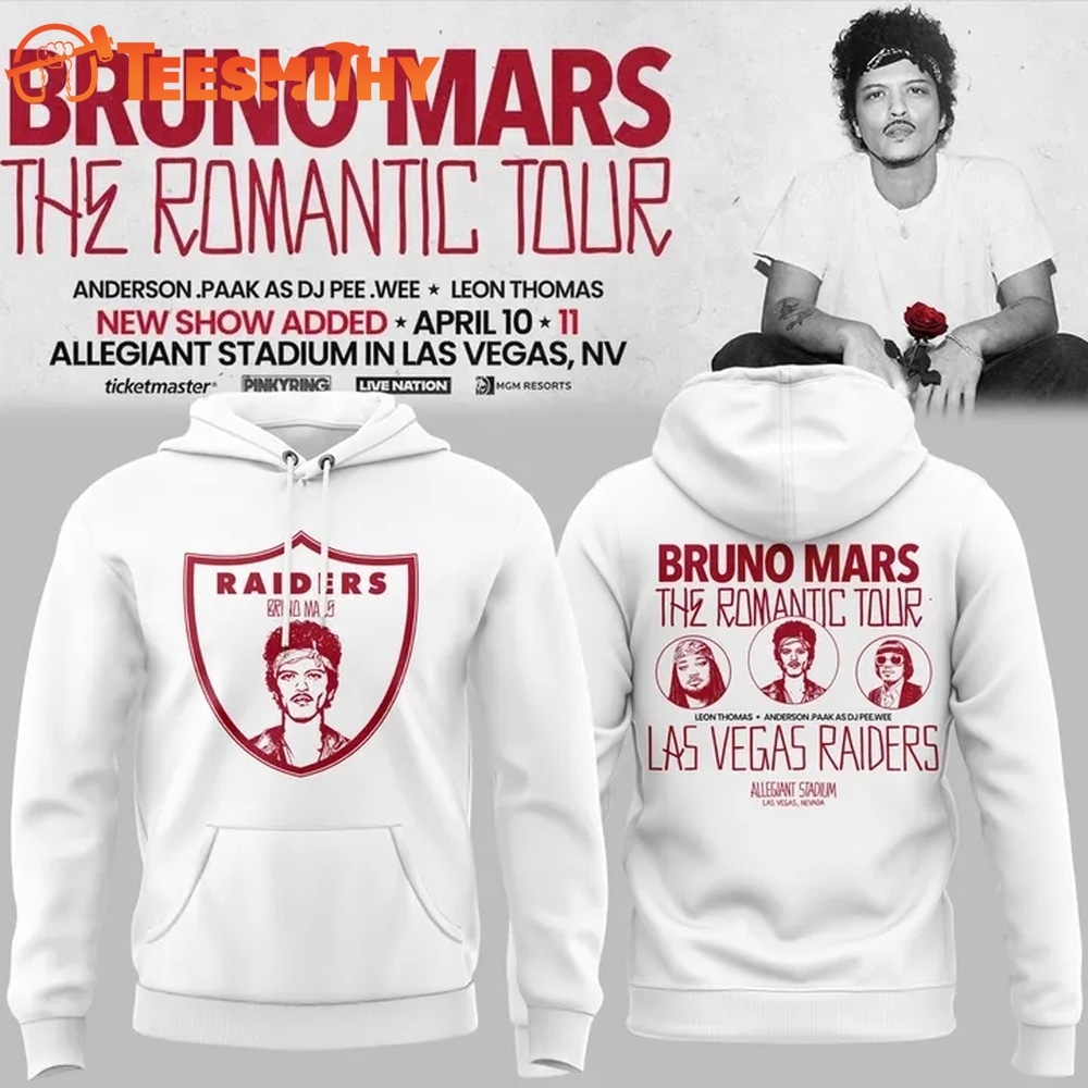 Las Vegas Raiders x Bruno Mars The Romantic Tour White Hoodie