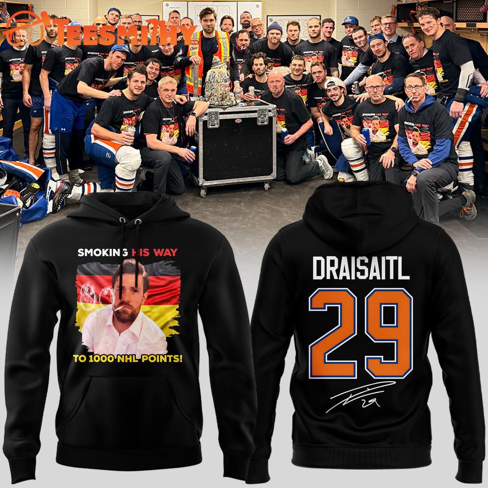 Leon Draisaitl Edmonton Oilers 1000 Career NHL Points Black Hoodie