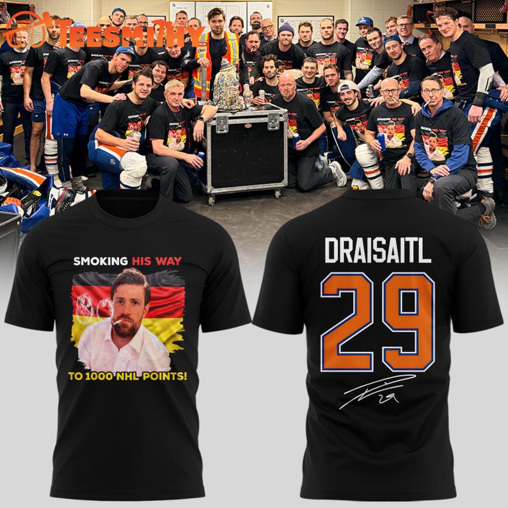 Leon Draisaitl Edmonton Oilers 1000 Career NHL Points Black T Shirt