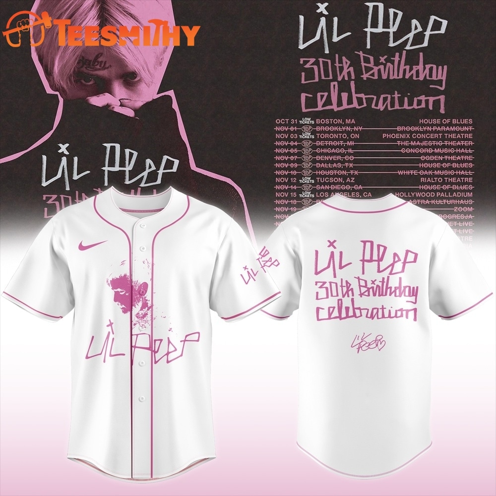 Lil Peep 30th Birthday Celebration Limited Edition Signature White Baseball Jersey