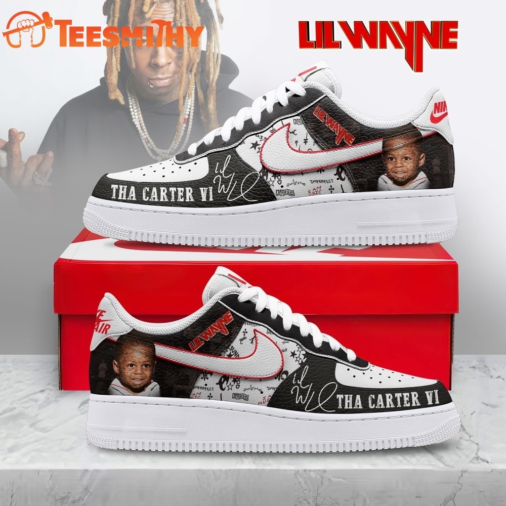 Lil Wayne Tha Carter VI Black & Red Hip Hop Graphic Air Force 1 Shoes Sneakers