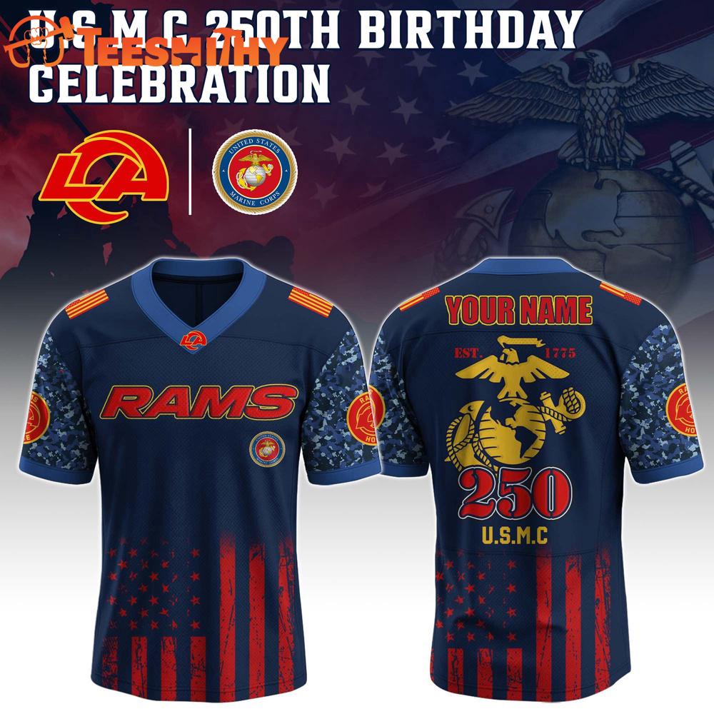 Limited Edition 2025 Los Angeles Rams x US U.S.M.C 250th Birthday Custom Football Jersey