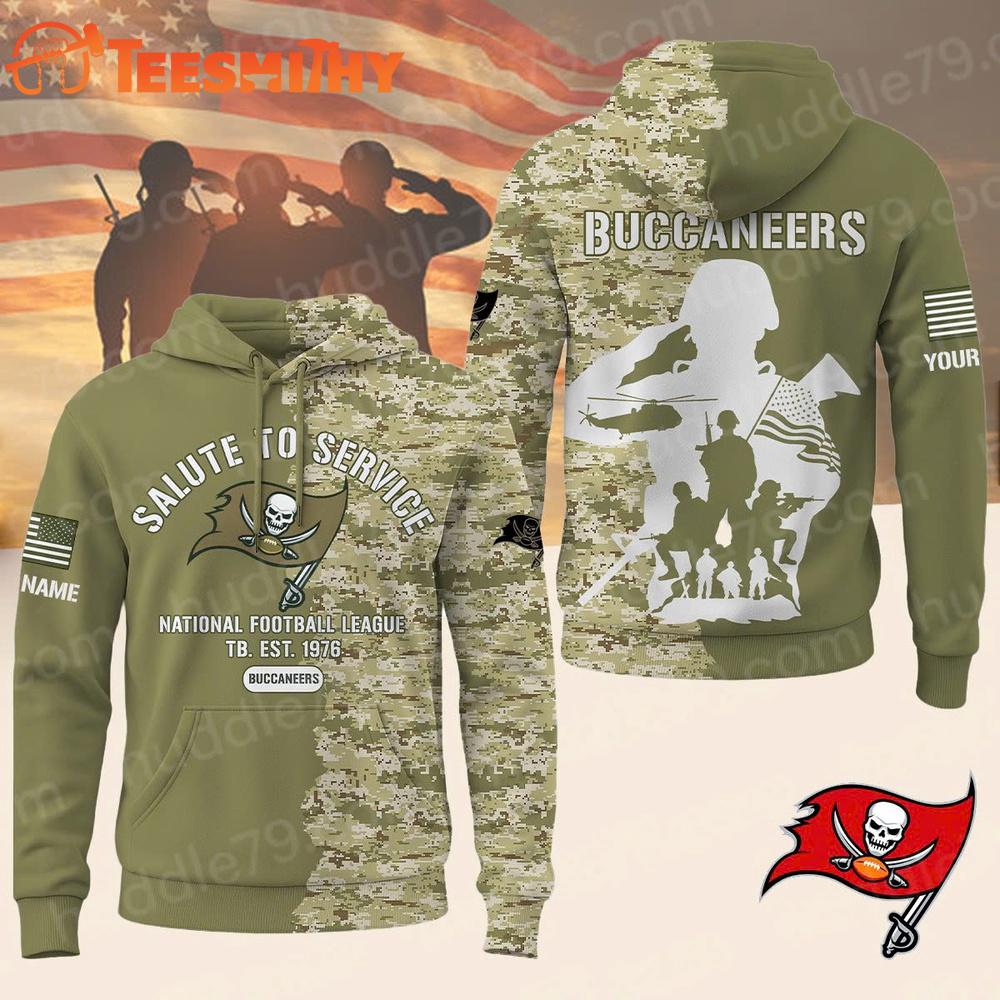 Limited Edition 2025 Tampa Bay Buccaneers x Salute to Service Personalized Hoodie Shirt