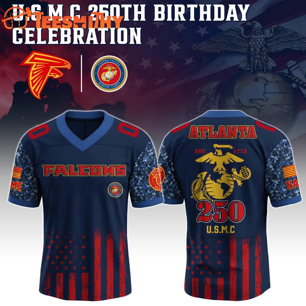 Limited Edition ATLANTA FALCONS x U.S.M.C 250th Birthday Celebration Custom Football Jersey