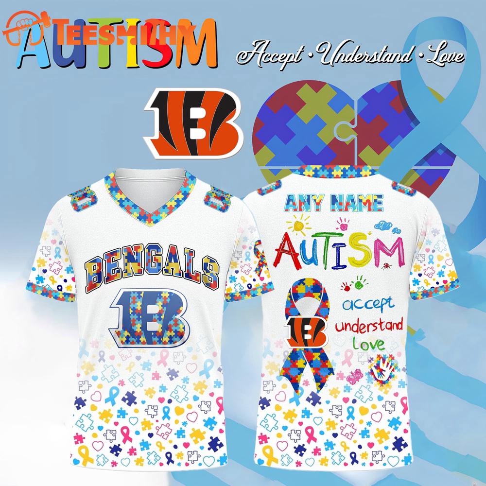 Limited Edition Cincinnati Bengals Team x Autism AcceptanceAwareness Customized Football Jersey