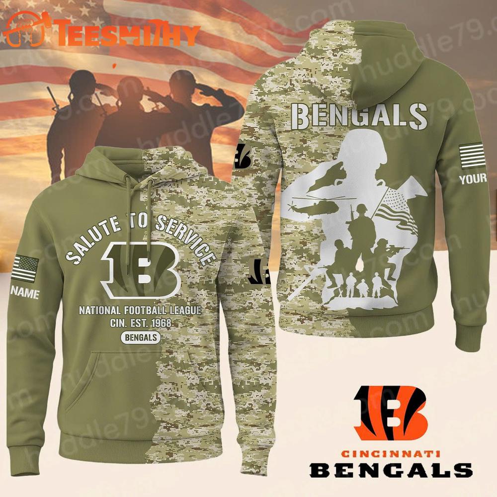 Limited Edition Cincinnati Bengals x Salute to Service Personalized Hoodie Shirt