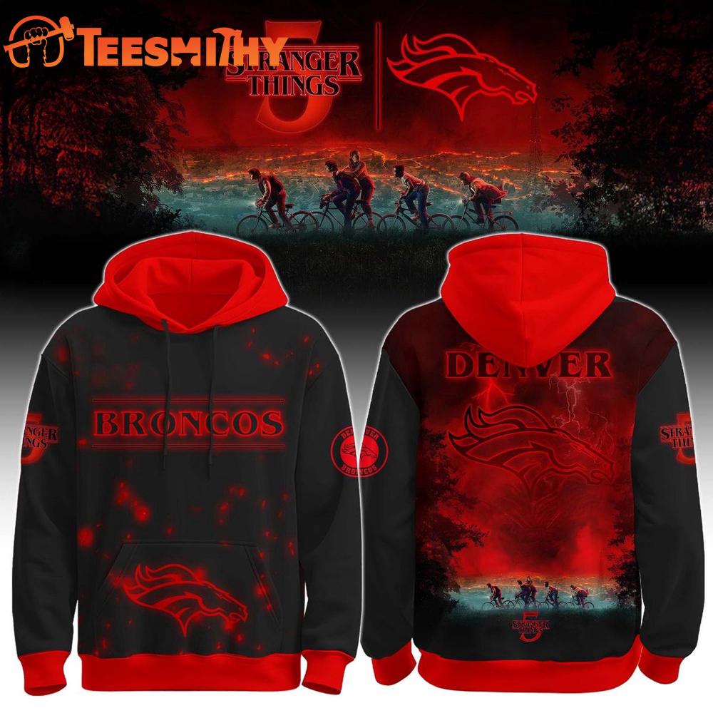 Limited Edition Denver Broncos x Stranger Things Custom Hoodie Shirt