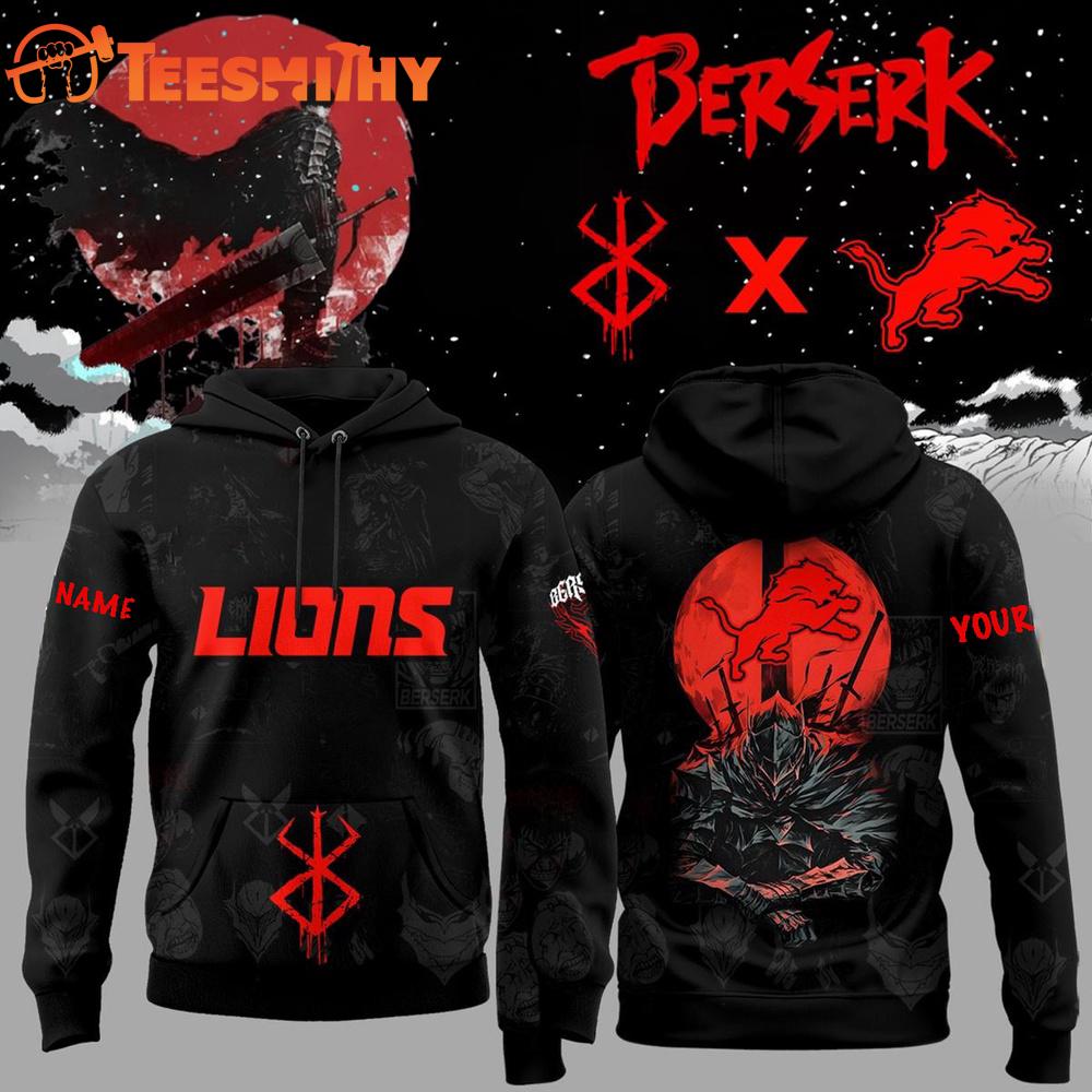 Limited Edition Detroit Lions x Berserk Custom Hoodie Shirt