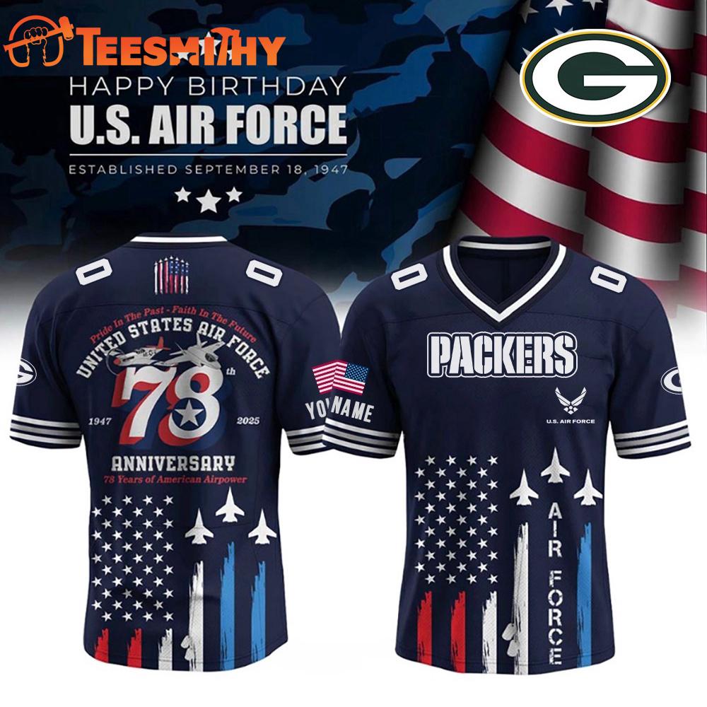 Limited Edition Green Bay Packers x U.S Air Force 78th Birthday Custom Football Jersey