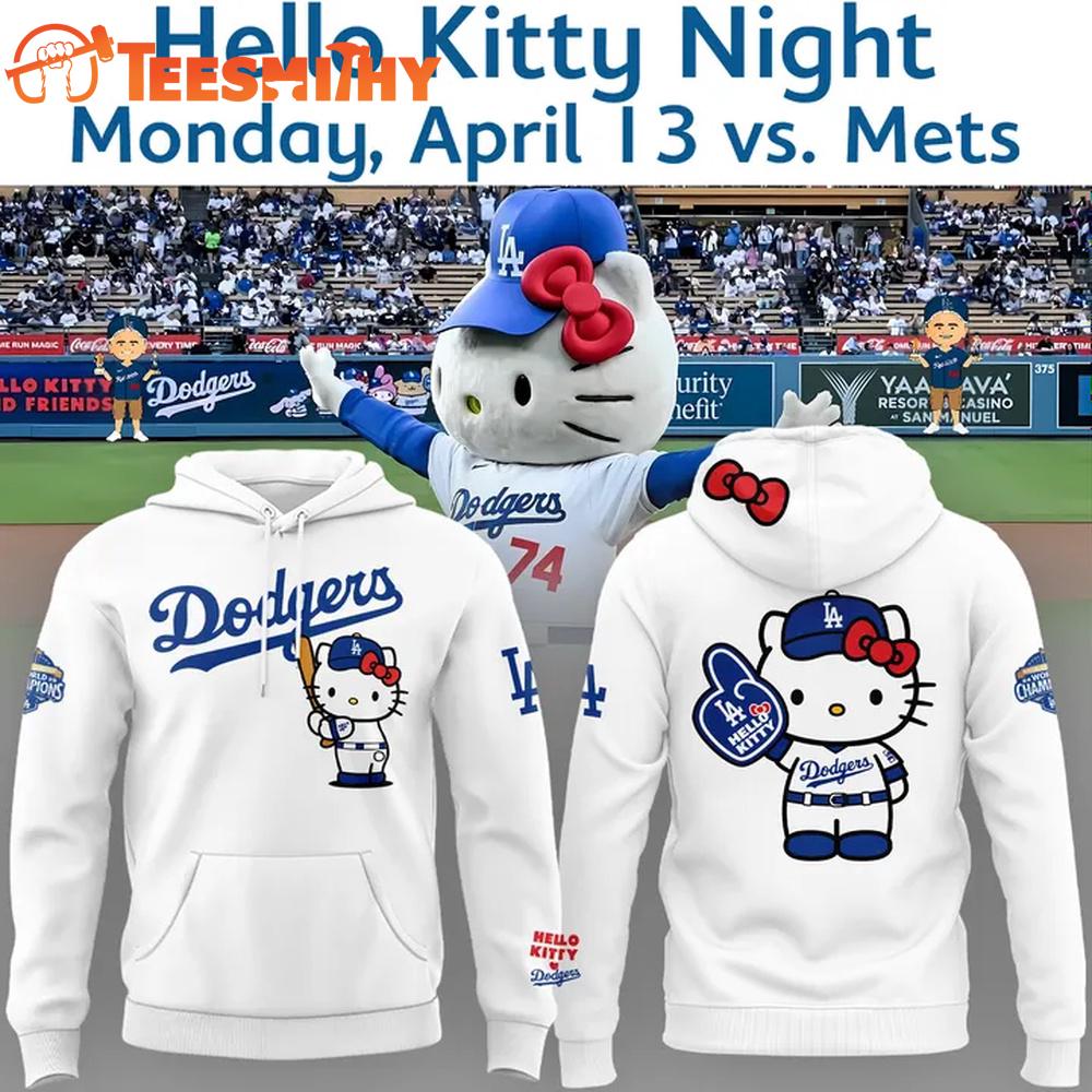 Limited Edition Los Angeles Dodgers x Hello Kitty Night 2026 White Hoodie