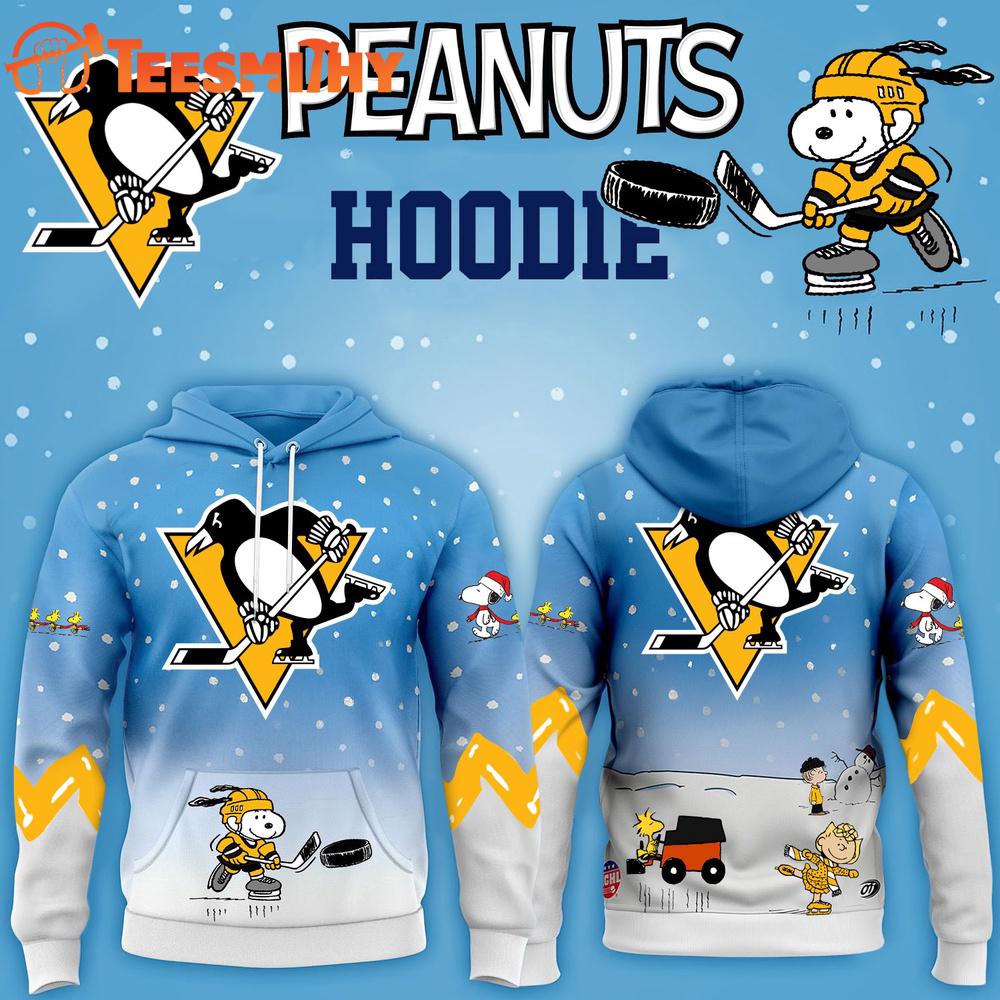 Limited Edition Pittsburgh Penguins x Peanuts Snoopy Winter Hockey Christmas Hoodie Shirt