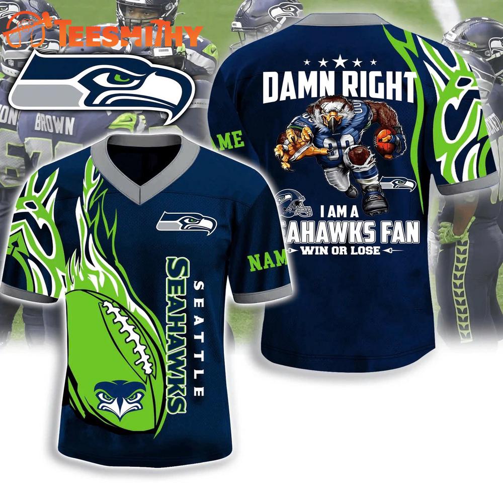 Limited Edition Seattle Seahawks Damn Right Custom Football Jersey