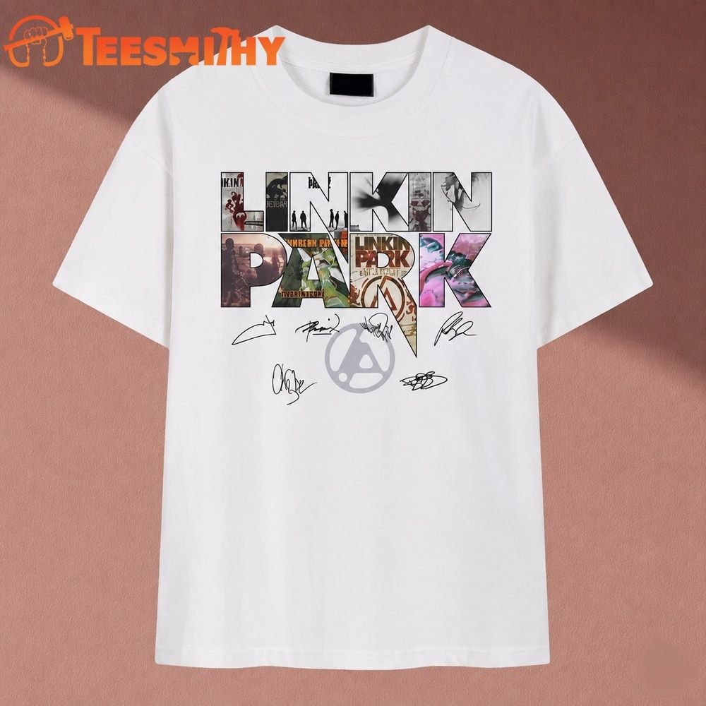 Linkin Park Album Collage Signatures Vintage Rock Band T Shirt